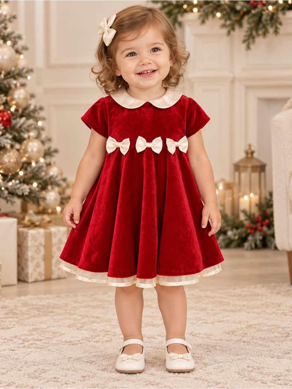 Rare Editions Baby Girls 18M Red Velvet Holiday Christmas Dress